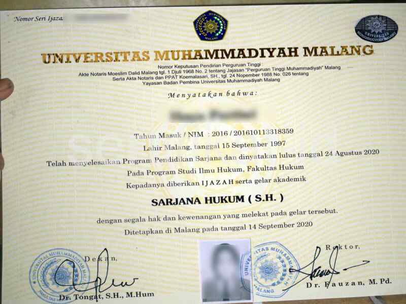 Ijazah Universitas Muhammadiyah Malang (UMM)